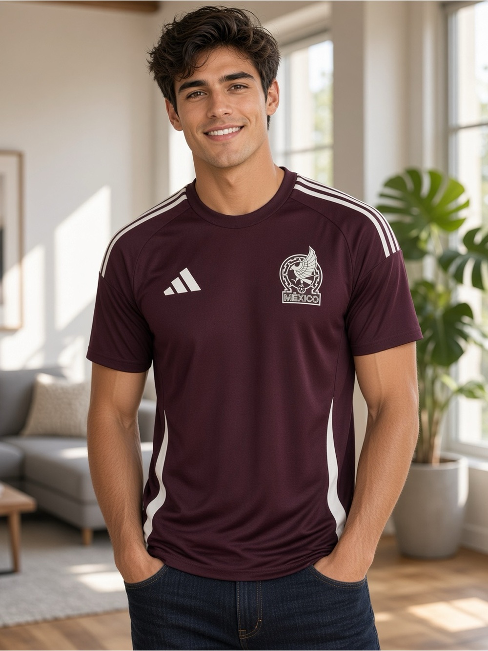 Adidas Mexico Soccer Jersey Dark Burgundy 2024 🇲🇽 SMALL-NWT✨